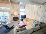 Mammoth Condo Rental Chamonix 99 - Living Room Has Large Flat Screen TV and Fireplace